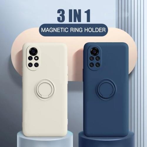 Magnetic Ring Holder Case For Xiaomi Redmi Note 10 9 Pro 9S 10S Mi 10T Lite 11 Poco X3 NFC F3 Soft Liquid Silicone Stand Cover