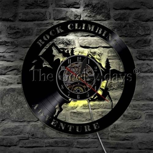 Rock Climbing Decorative Lighting Inspirational Mood Led Light Home Decor Sport Vinyl Wall Clock Climb Silhouette Light