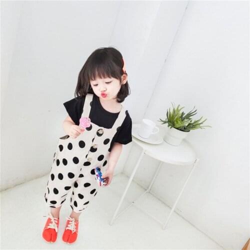 Spring Summer Baby Girl Jumpsuit Korean Fashion Dots Overalls For Girls Toddler Kids Pants For Girls High Quality Child Pants