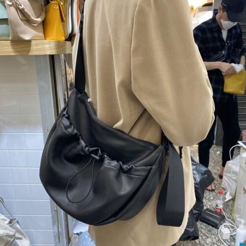 European and American Large-Capacity Wild Drawstring Broadband Dumpling Shoulder Bag Fashion Drawstring Tote Handbags