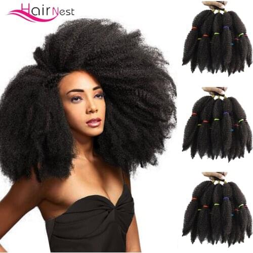 Hair Nest Afro kinky Bulk Twist Braids Curly Crochet Braid Hair Extensions 14 inch Synthetic Ombre Braiding Hair For Black Women