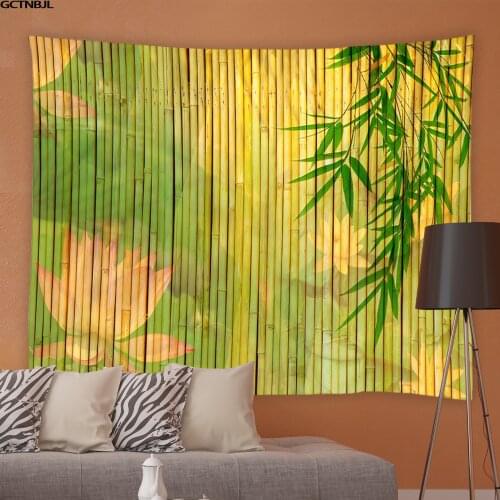 Landscape Tapestry Green Bamboo Flowers Scenery Living Room Bedroom Tapestries Hippie Garden Background Wall Tablecloths Decor