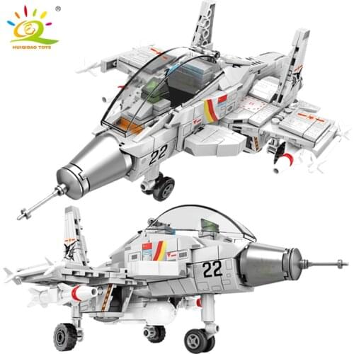 HUIQIBAO 366PCS Flanker-D Shipborne Fighter Building Block Airplane Military City Plane Model Bricks Construction Children Toys