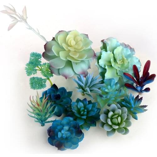 Blue Artificial Succulents Plants Home Garden Decoration Desktop Small Bonsai Flower Arrangement Accessories Plante Artificielle