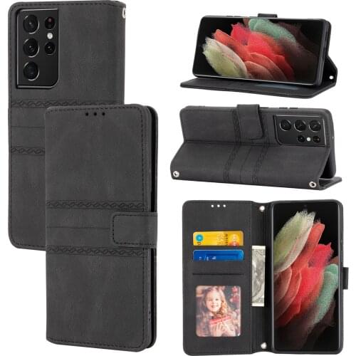 Leather Case for Samsung Galaxy S21 Ultra S20 FE A52 A32 A22 A12 A42 A03S A51 A71 Wallet Phone Cover Lanyard Protection Shell