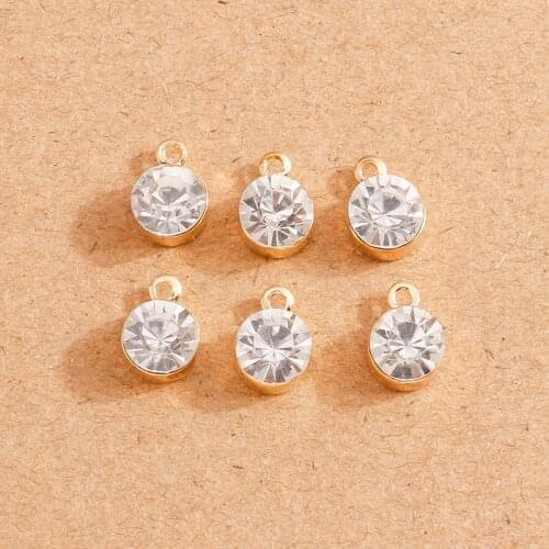20pcs 6*9mm Crystal Round Charms for Earrings Bracelets Pendants Necklaces DIY Handmade Crafts Jewelry Findings Making Accessory