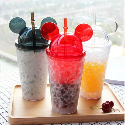 450ml Summer Cold Water Mug Tumbler Cup With Straw Plastic Durian Diamond Radiant Goddess Cups for Holiday Office