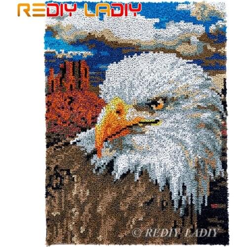 Latch Hook Rug Imposing Eagle Chunky Yarn Tapestry Kits Crocheting Cushion Mat DIY Carpet Rug Needlepoint Hobby & Crafts 61*81cm