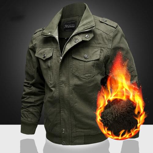 Plus Velvet Bomber Jacket Zipper Mens Casual Overcoat Multi-pocket Fur Streetwear Hip Hop Design Clothing Winter Windproof Coat