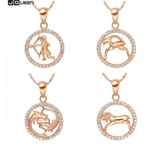 2017 Hot Aries Taurus Gemini Cancer Leo Virgo Libra Scorpio Sagittarius Capricorn Aquarius Pisces Pendant Rose Gold Necklace