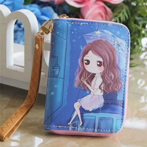 Cartoon Wallet Women Girls Top Quality Small Wallet Leather Purse Female Money Bag with Hand strap Small Zipper Coin Pocket