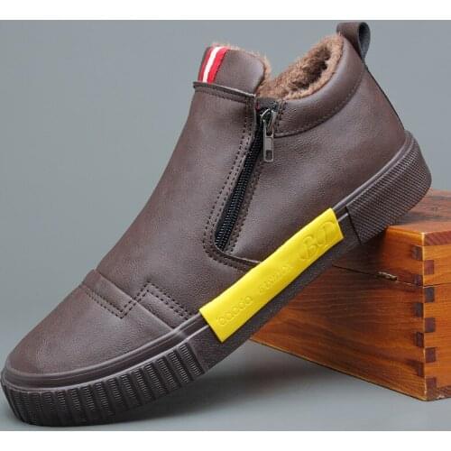 2020 Men Boots Winter with Fur Super Warm Snow Boots Men Winter Work Casual Shoes Sneakers High Top Rubber Ankle Boots