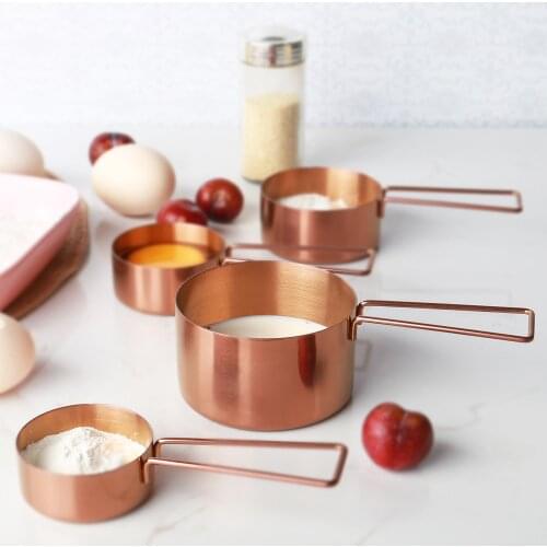 Giforhome 8Pcs Set Measuring Cup Spoon Set Titanium Plating Measure Flour Honey Salt Coco Powder Kitchen Baking Measuring Spoon
