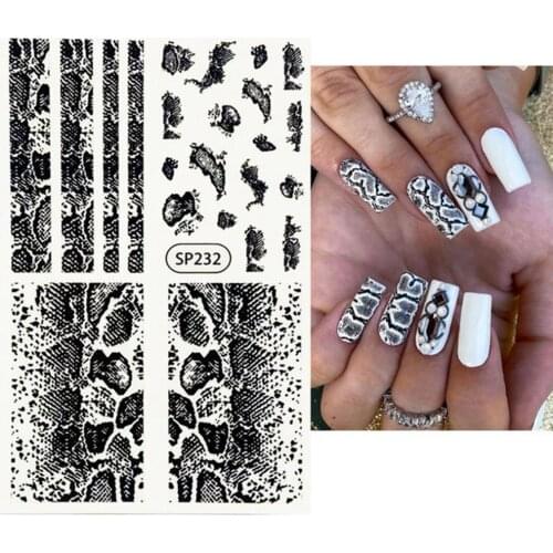 Foil Snakeskin Nail Stickers Starry Transfer Decals Sliders Sexy Snake Print Nail Art Decorations DIY Tips Adhesive Wraps for Fe