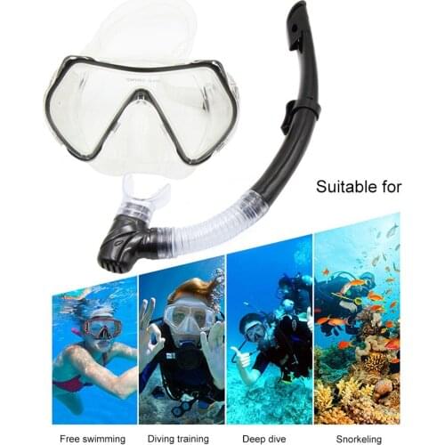 Swimming Goggles Diving Mask Dry Top Snorkel Adjustable Snorkeling Gear Kit FK88