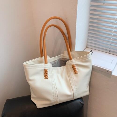 Solid PU Leather Large Capacity Handbag Purses Shoulder Bags for Women 2021 New Simple Design Work Ladies Big Casual totes