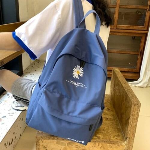 2021 Solid Backpack Girl School Bags for Teenage College Wind Women SchoolBag High Student Bag Black Nylon Printing Backpacks