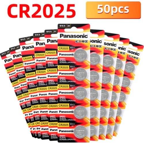 Original PANASONIC 50pcs/lot cr2025 Button Cell Batteries 3V Coin Lithium game digital camera camcorder CR2025 DL2025 BR2025