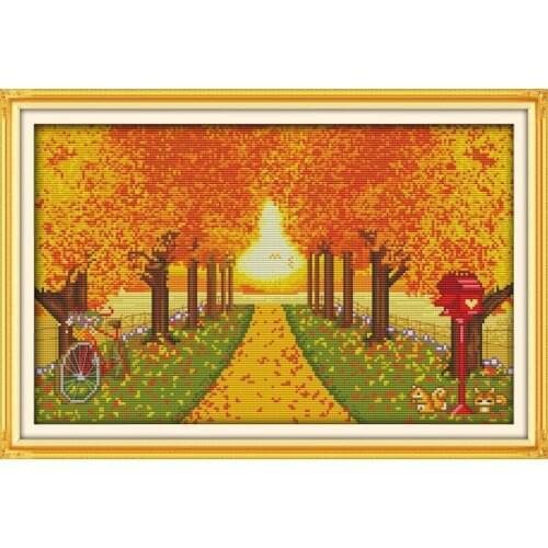 Autumn scenery(1) cross stitch kit 14ct 11ct count printed canvas stitching embroidery DIY handmade needlework