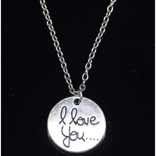 New Fashion Necklace 20mm circle plates I love you Pendants Short Long Women Men Colar Gift Jewelry Choker