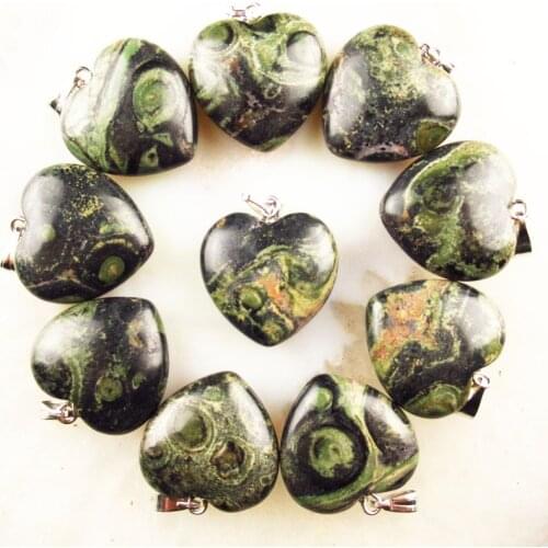 12Pcs 20x20x7mm Kambaba Jaspers heart pendant bead (Send Randomly) yl19041301