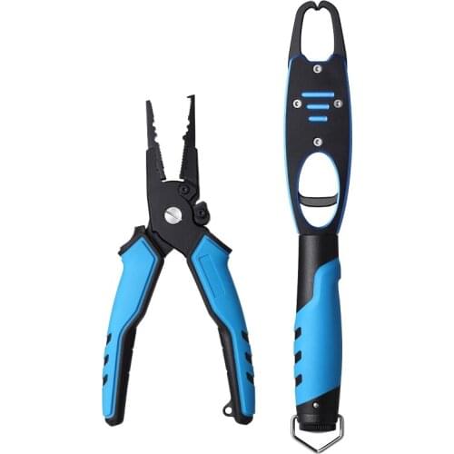 Portable Aluminum Alloy Fishing Pliers And Fishing Gripper Set Fish Lip Grip Line Cutter Hook Remover Kit Fishing Tackle Tools