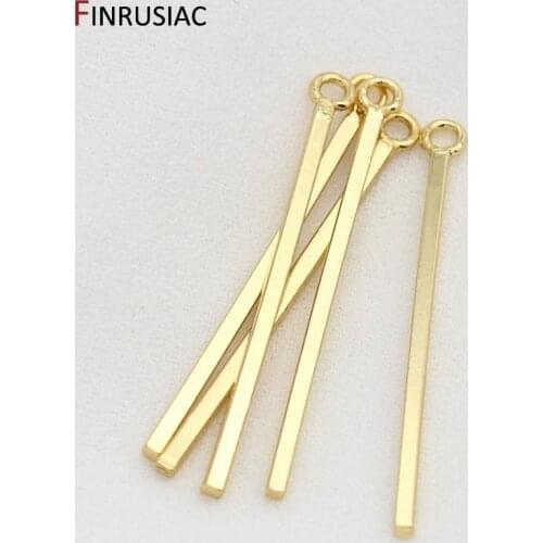 Plated 14K Gold 27mm Long Thin Stick Strip Pendant Charms for DIY Earrings Jewelry Making Accessories