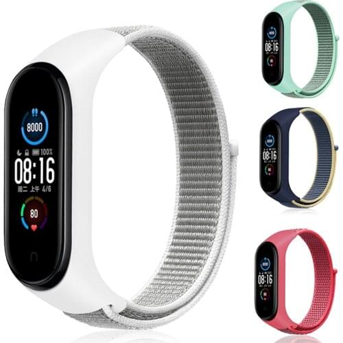 Bracelet for mi band 5 6 Strap Nylon loop smart watch Belt pulsera correa Miband 5 Wristband for xiaomi Mi band 4 3 strap