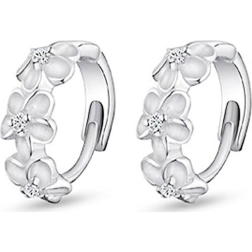 925 Sterling Silver Fashion Stackable Flower Hoop Earrings Cubic Zircon Earrings For Women Minimalist Jewelry Wholesale S-E13