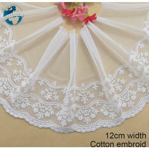 12cm width Cotton embroid sewing ribbon guipure lace trim or fabric warp knitting DIY Garment Accessories wedding lace#3194
