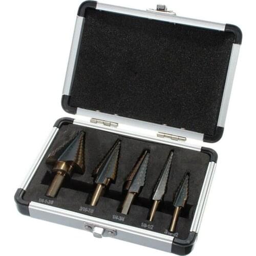 5pcs/pack Metric/Inch Hss Cobalt Step Drill Bit Set Multiple Hole 50 Sizes With Aluminum Case High Speed Steel Drill Bit