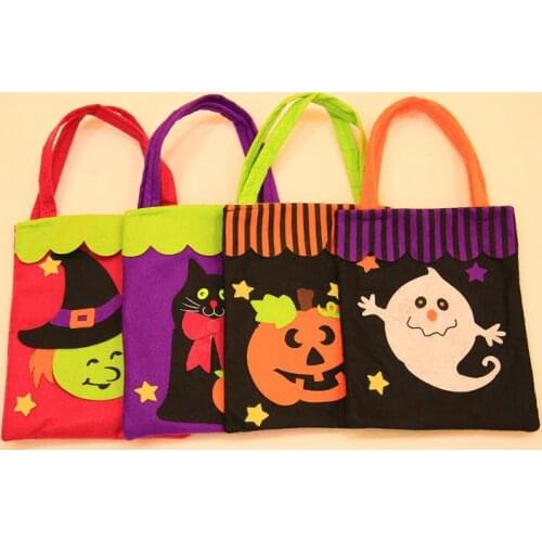 Halloween Trick or Treat bag pumpkin Witches ghost Bat reusable candy carry tote handbag organizer festive decor props gift wrap