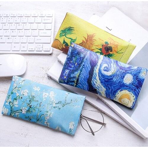 Retro Glasses Bags Oil Painting Sunglasses Reading Glasses Case Vintage Art Storage Glasses Case 175*95mm Eyewear Bag Dropship