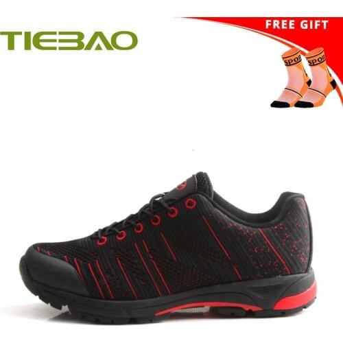 Tiebao Professional Cycling Shoes Breathable Self-locking Flying Woven Mountain Bike Sneakers Men Sapatilha Ciclismo Mtb Shoes