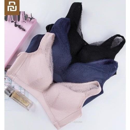 Youpin Instant me woman full cup Lace Gather No rims Bra soft Sexy Female Deep V Plunge Underwear