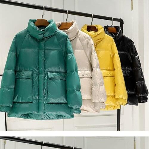 2021 New Winter Down Jacket Women Short Stand-Up Collar Loose Thick Bread Jacket White Duck Down Female Coat