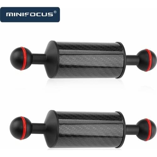 2pcs 14 inch Carbon Fiber Float Arm Double Ball Buoyancy 40mm Diameter for Diving Tray Underwater Video Lighting Floating System