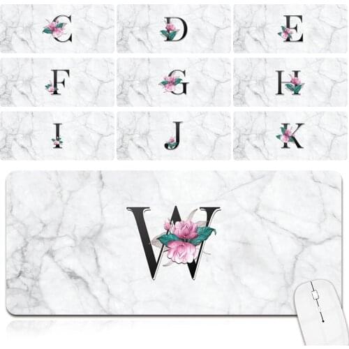 2021 New Large Laptop Mouse Mat Anti-slip Waterproof PU Leather Computer Mousepad White Marble Pattern Durable Game Mouse-pad