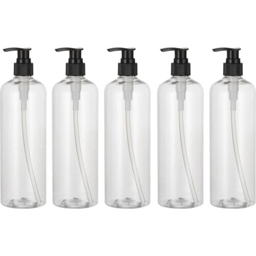 5x Empty Plastic Shampoo Conditioner Pump Bottle Refillable Dispenser 500ml