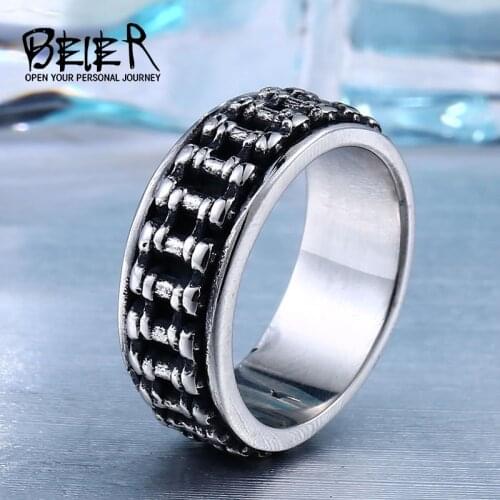 BEIER Biker Bicycle Chain Stainless Steel New Designed Mans Motorcycle Ring For Man BR8-301