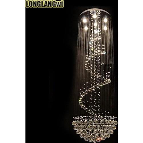 Large LED Modern K9 Crystal Chandeliers Lamps For Villa Penthouse Spiral Stainless Duplex Rotation Crystal lighting