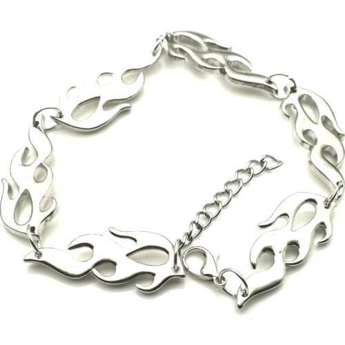 New Hip Hop Street Unisex Flame Bracelet Gothic Style Metal Pendant Rock Bracelet Jewelry Accessories for Men and Women