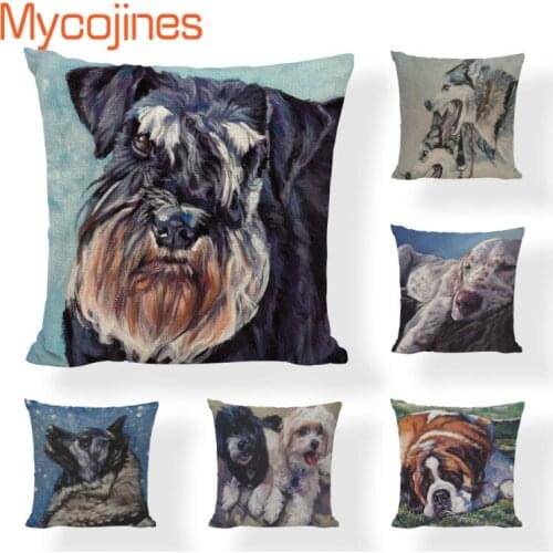 Budding Husky Cushion Cover Geometric 45*45CM Square Butterfly Dog Bulldog Decor Valentine Office Throw Bedroom Pillow Case
