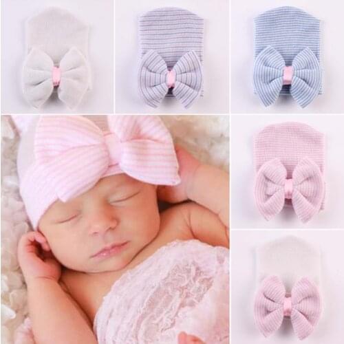 Baby Stuff Bebes Accessories Baby Girl Hat With Bow Knot Infant Beanie Solid Big Bowknot Cap For Girls Kid Hats Boy Girl Hat