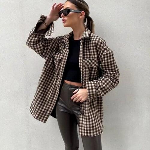 GypsyLady Plaid Long Shirt Blouse Vintage Autumn Chic Long Sleeve Women Shirts Blouse Pocket Oversized Loose Ladies Shirt Tops