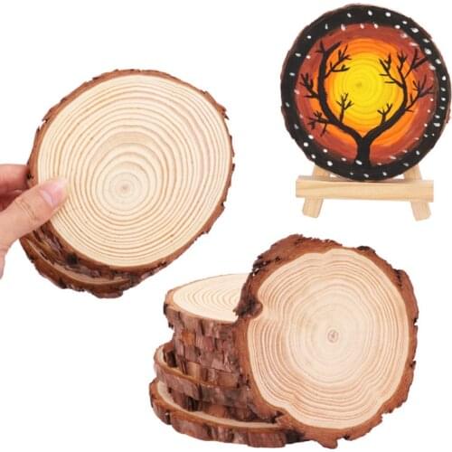 3-16cm Diy Drawing Board Easel Natural Pines Round Wood Slices Circles With Tree Bark Log Discs Adults Kids Wedding Decoration