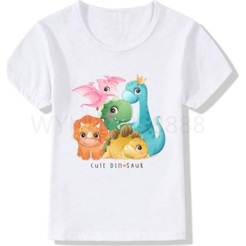 Boys/Girls Cartoon Dinosaur Print T Shirt Kids Cute Birthday Gift Number Clothes Baby Dino Cartoon T-shirt