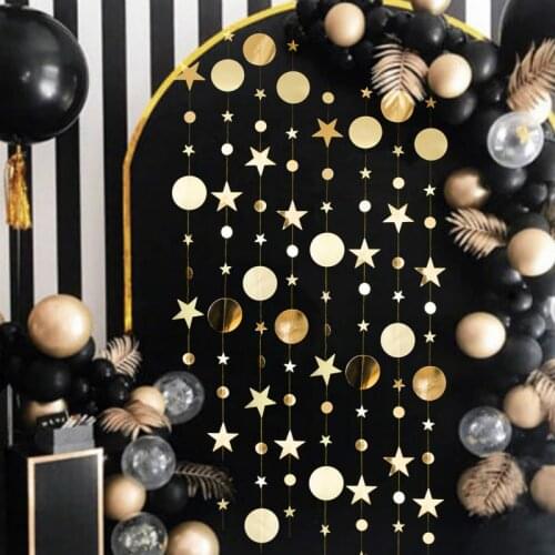 4M Twinkle Star Round Shape Paper Banner Birthday Party Decoration Supplies Wedding Hanging Garland Baby Shower Christmas Banner
