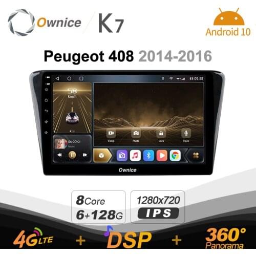 K7 DSP IPS 2 Din Android 10.0 Car Multimedia radio for Peugeot 408 2014-2018 With 8 Core A75*2+A55*6 Support External Microphone