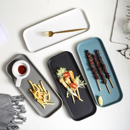 Long 32cm Matte Ceramic Plate Porcelain Tray Rectangular Platters Party Plate Creative Dessert Dessert Breakfast Set Sauce Dish